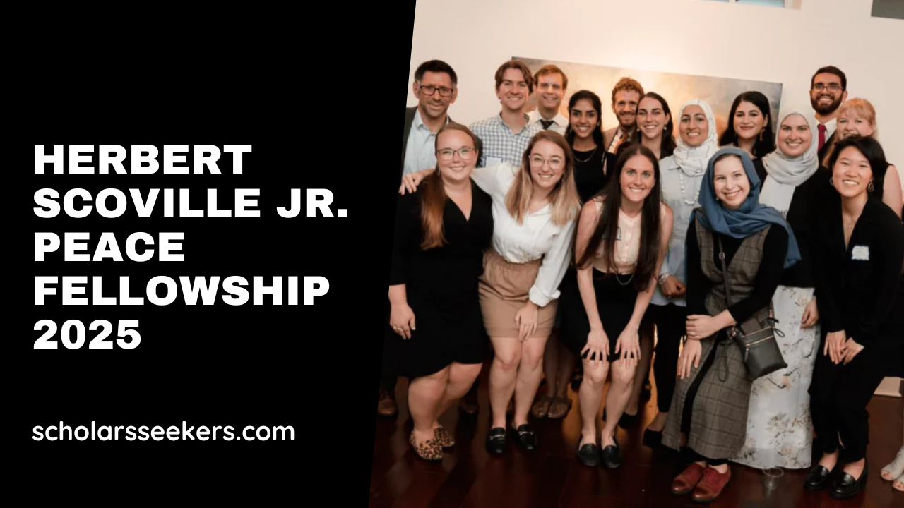 Herbert Scoville Jr. Peace Fellowship promotional banner showcasing a fully funded program with the U.S. flag and program logo, ideal for aspiring peace and security professionals.